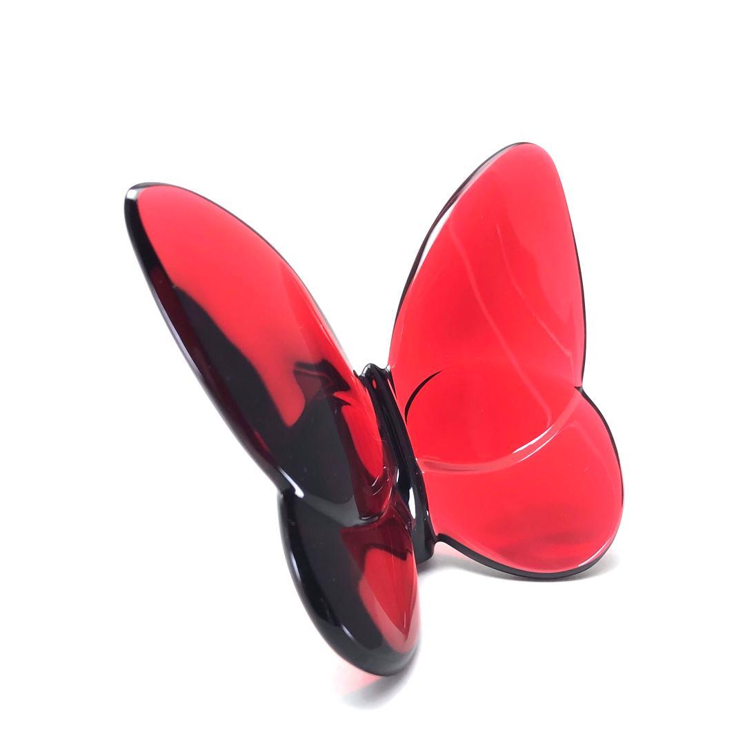 【美品】バカラ／ラッキーバタフライ クリスタル レッド／BC407