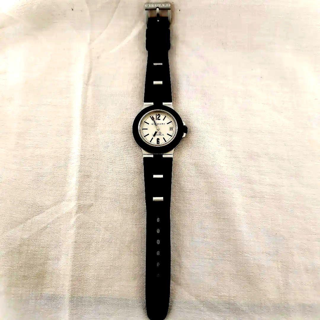 BVLGARI アルミニウム　AL38A　自動巻きラバーベルト