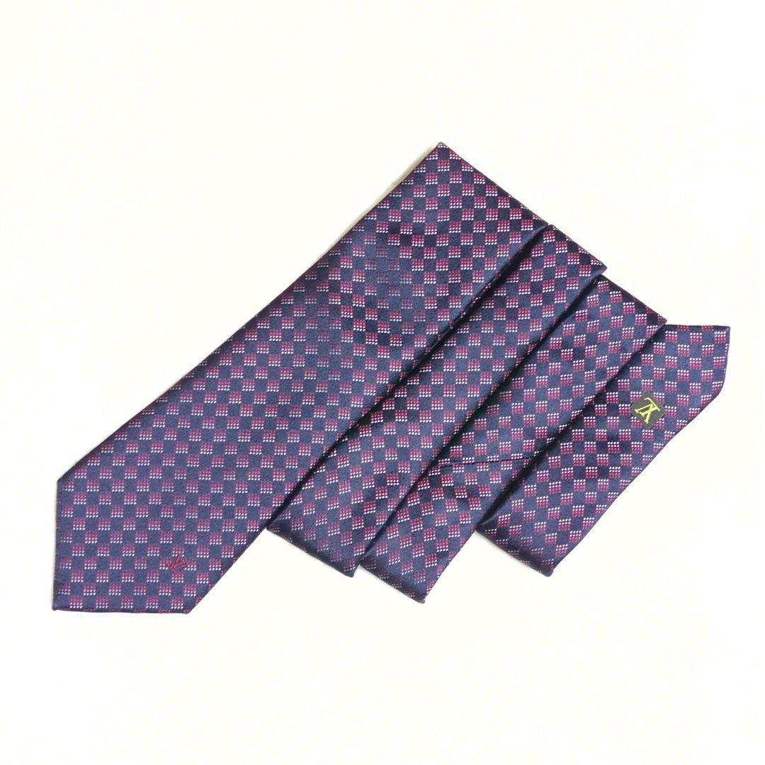 極美品　LOUIS VUITTON　ネクタイ　クラヴァット　ダミエ　あんしん鑑定