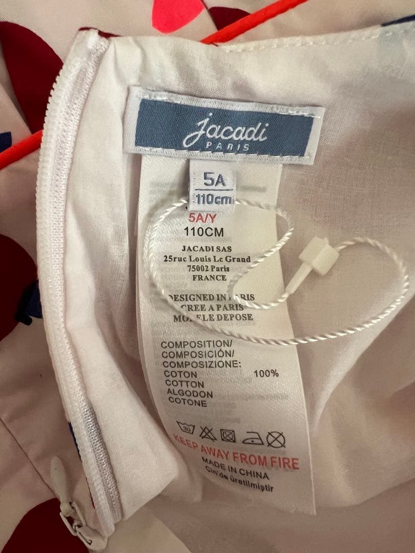 JACADI♡ りんご柄　肩フリル　ワンピース