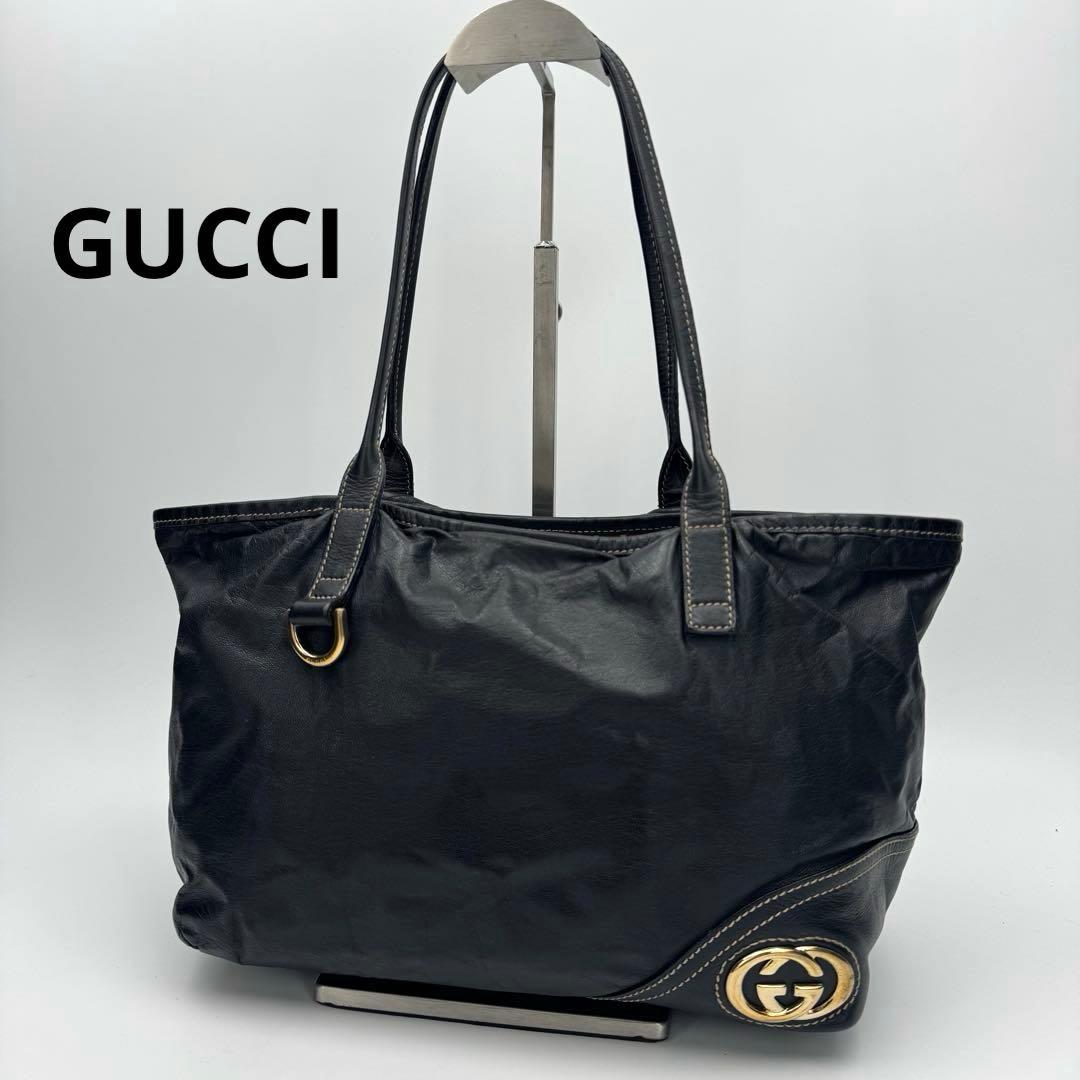 GUCCI グッチ ニューブリット レザー トートバッグ ショルダーバッグ 黒