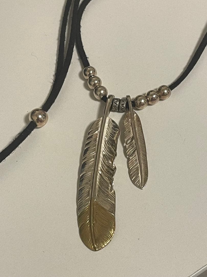 週末のみ価格 ゴローズ好きに シルバー ゴールド フェザー ネックレス