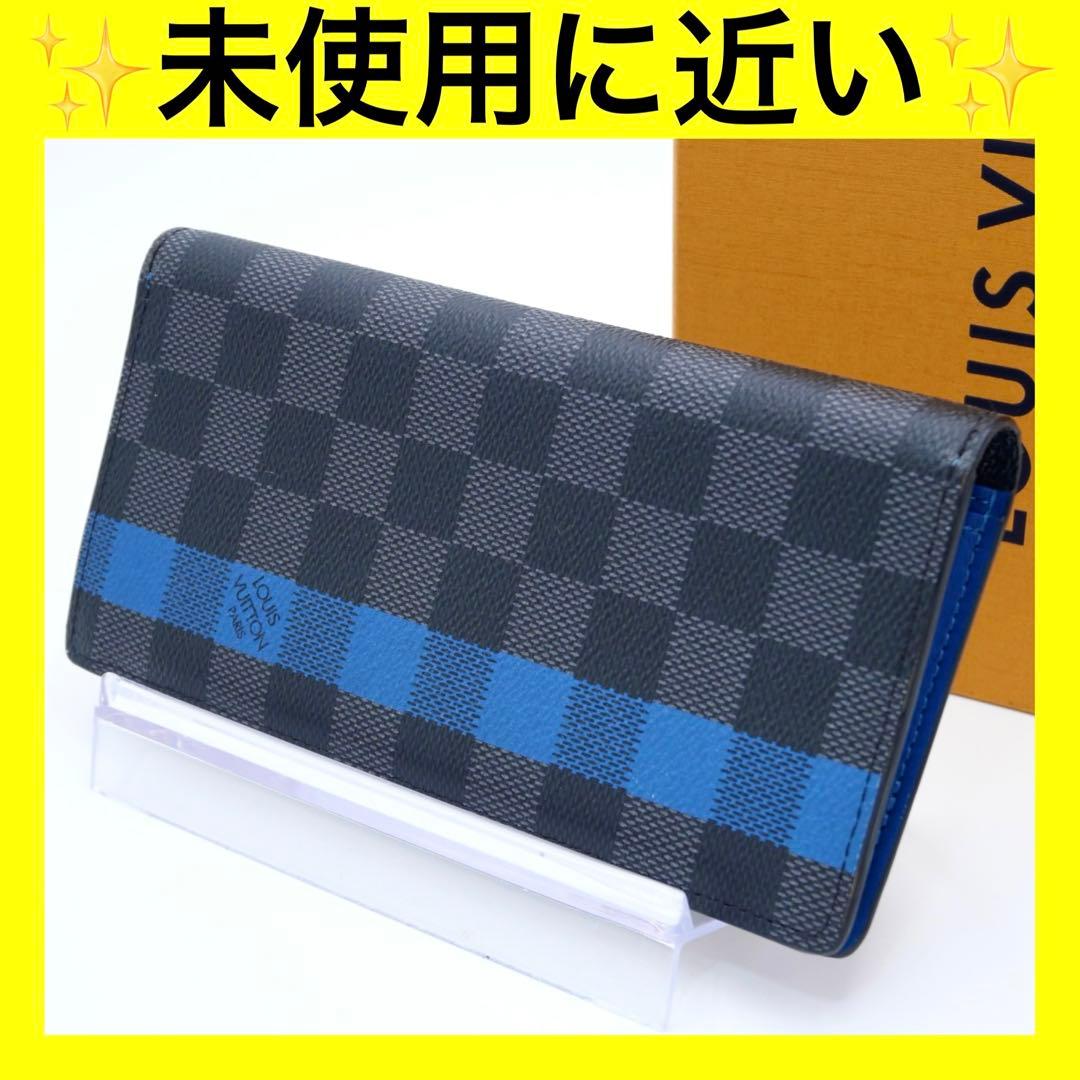 ルイヴィトン ダミエ グラフィット ブラザ ブルー 長財布 グレー 二つ折り財布