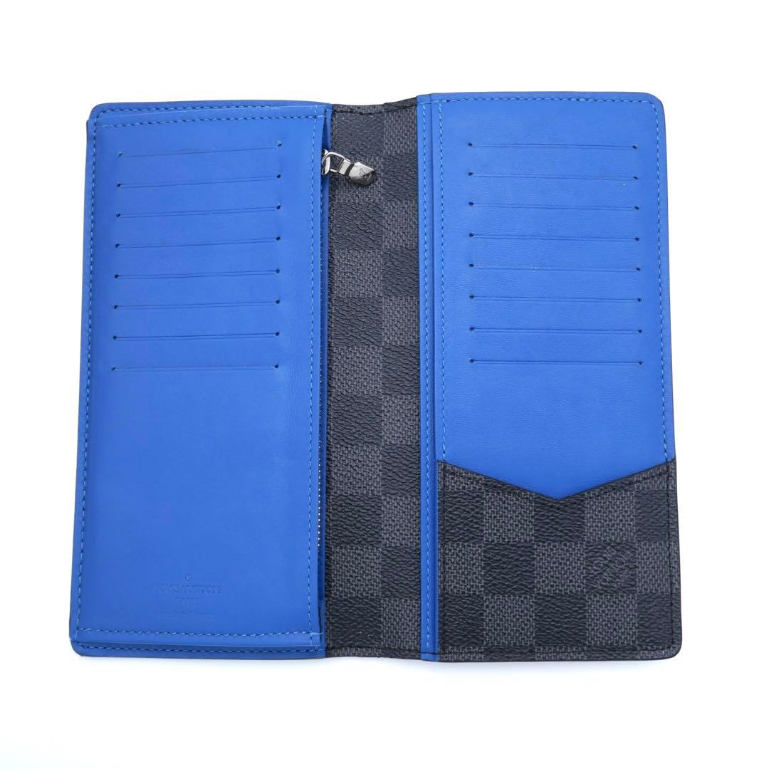 ルイヴィトン ダミエ グラフィット ブラザ ブルー 長財布 グレー 二つ折り財布