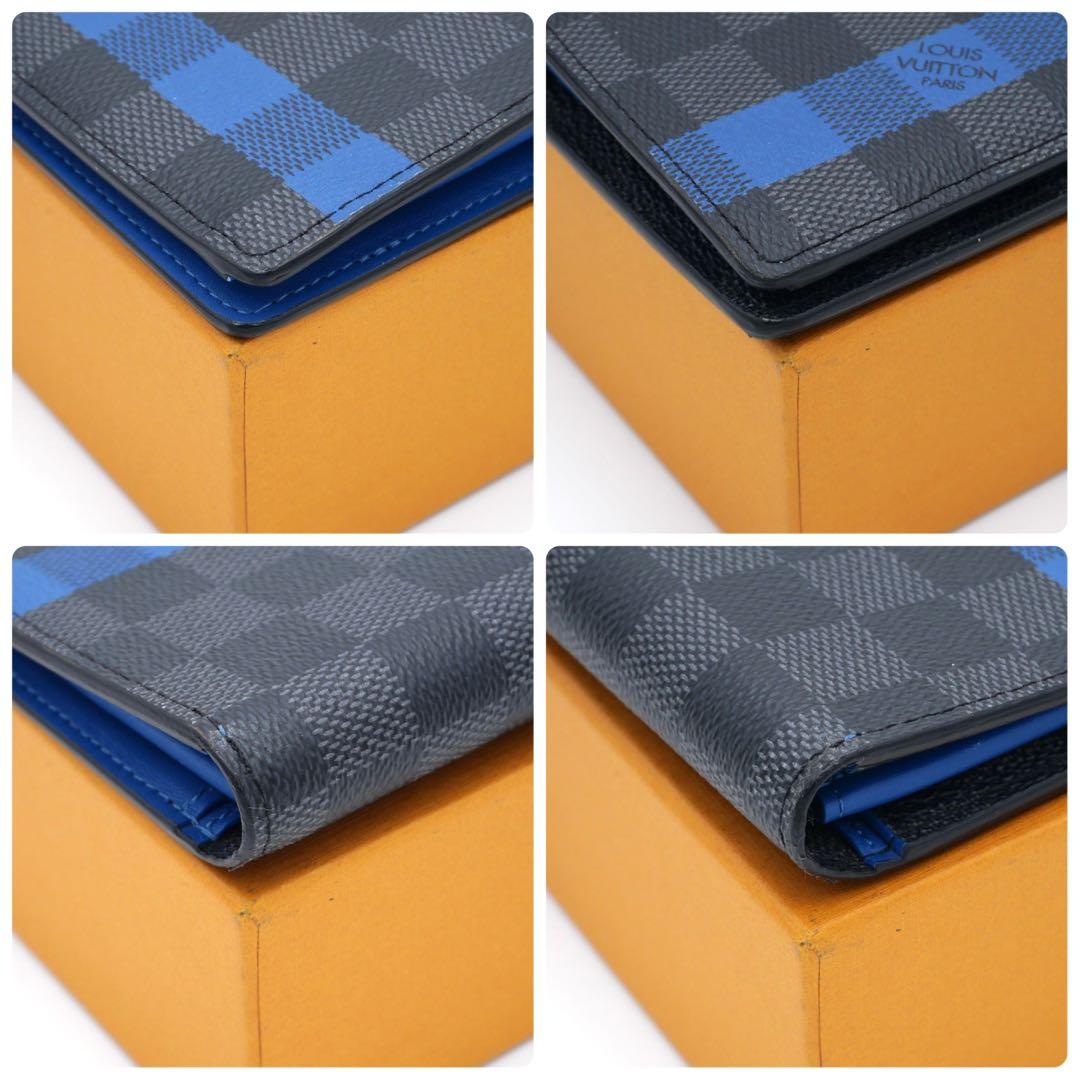 ルイヴィトン ダミエ グラフィット ブラザ ブルー 長財布 グレー 二つ折り財布