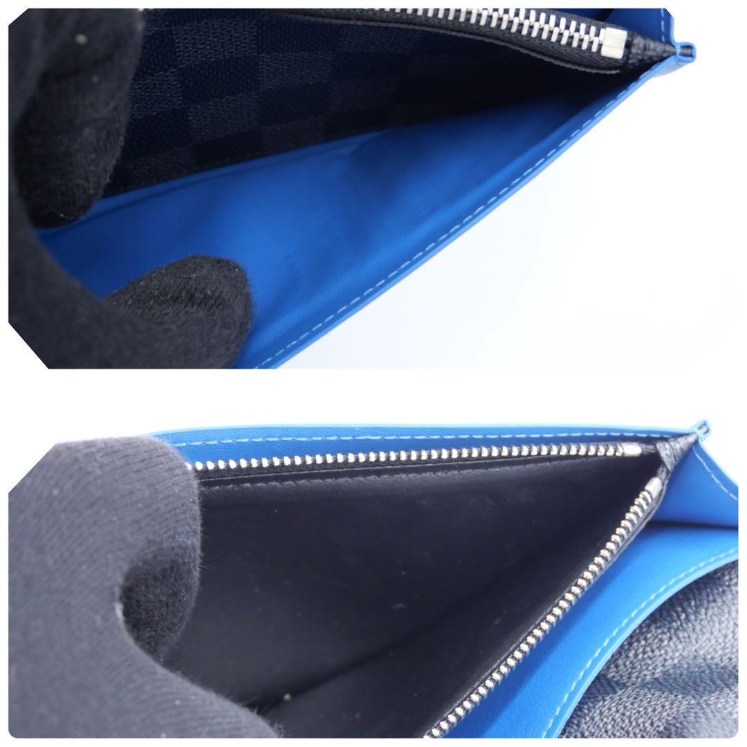 ルイヴィトン ダミエ グラフィット ブラザ ブルー 長財布 グレー 二つ折り財布