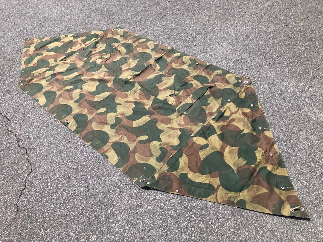 希少 ベルギー軍 ブラッシュストロークカモ パップテント 軍幕 シェルターハーフ