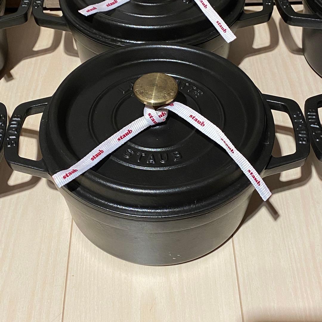 Staub ストウブ　ラウンドココット　ブラック　20cm 6点セット