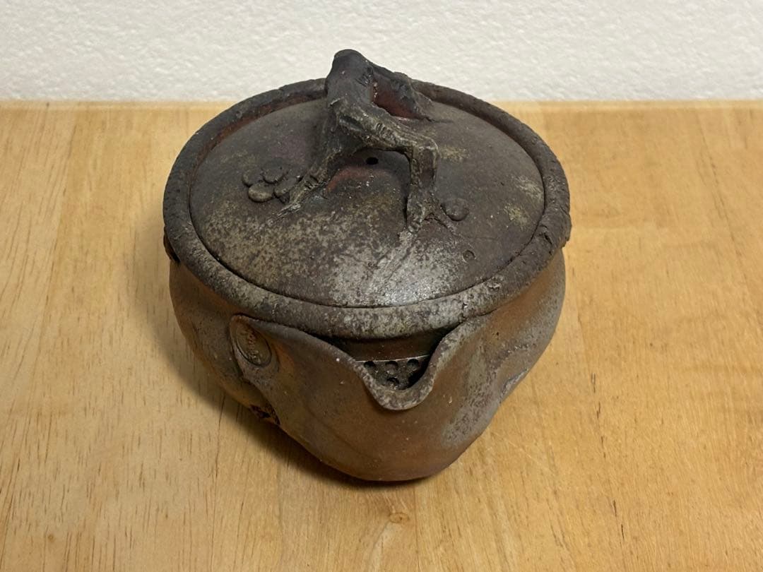 74.備前焼 宝瓶 登り窯 梅 手びねり 急須