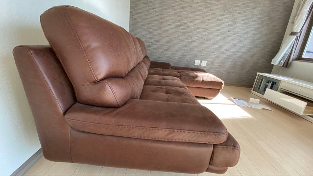 Relaxform メーダ レザーテックスカウチソファ S カカオ