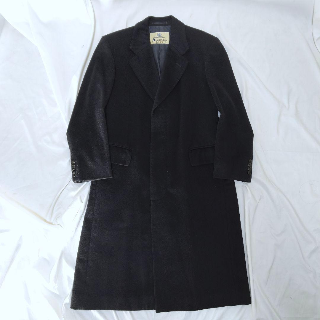 美品✨アクアスキュータム カシミヤ100% チェスターコート 比翼仕立て 黒