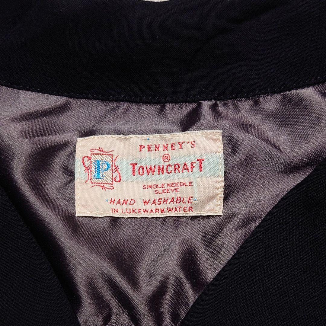 タグ付 TOWNCRAFT オープンカラーレーヨンシャツ ブラック M