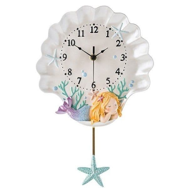 アナログ時計 壁掛け時計 インテリア雑貨 人魚姫 海の世界 振り子時計