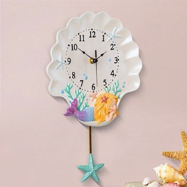 アナログ時計 壁掛け時計 インテリア雑貨 人魚姫 海の世界 振り子時計