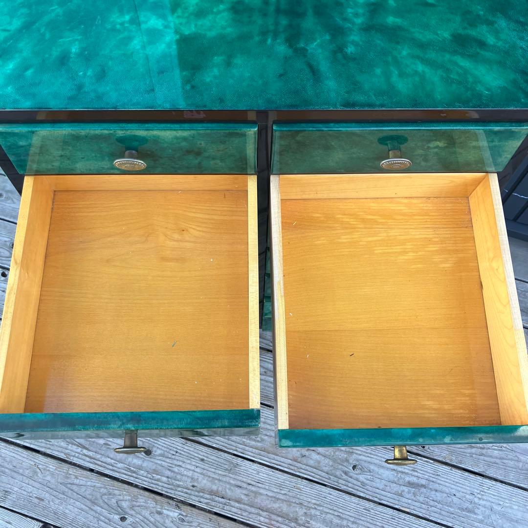 フランス家具 14杯 木製チェスト コールキャビネット 電話台 引き出し収納 緑