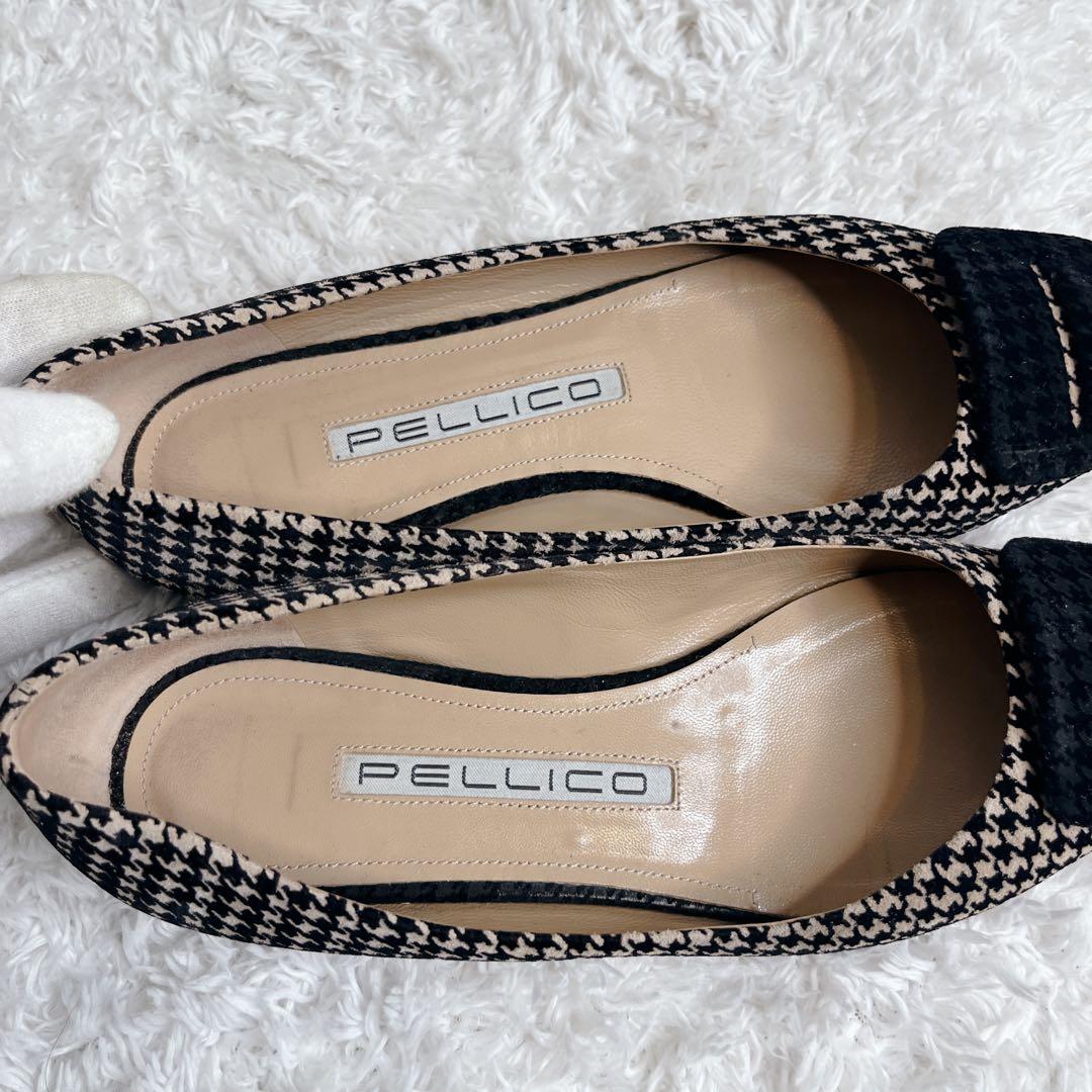 良品 ペリーコ パンプス アネッリ フィッビア 千鳥格子 フラット バックル