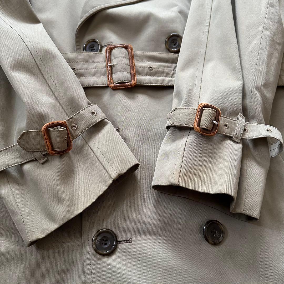 【状態良好】80s アクアスキュータム トレンチコート カーキ　英国製 古着