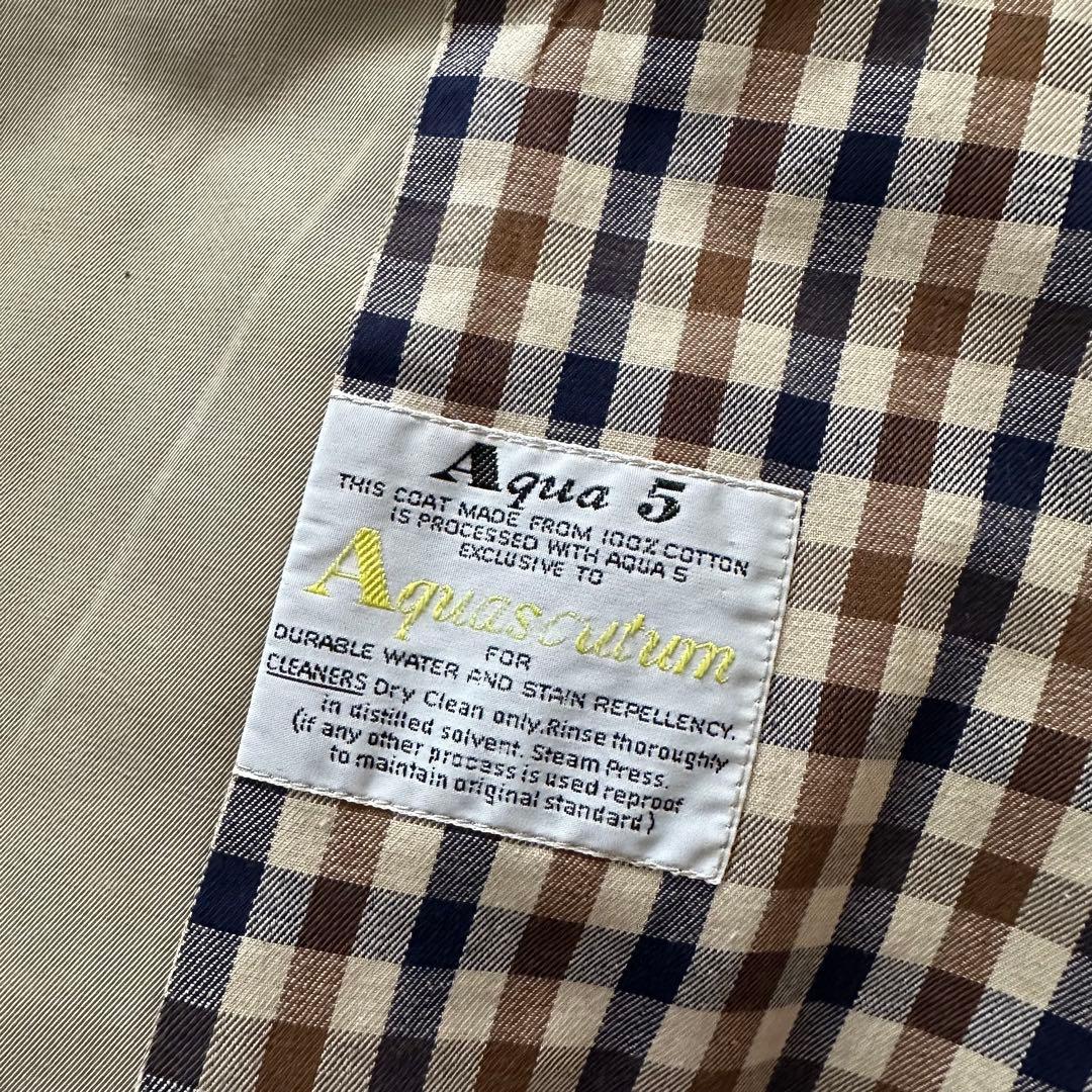 【状態良好】80s アクアスキュータム トレンチコート カーキ　英国製 古着