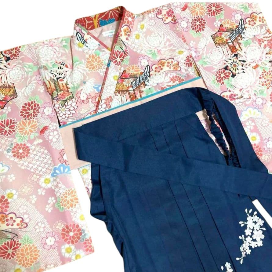 キャサリンコテージ　袴セット　ピンク　紺　110　花柄