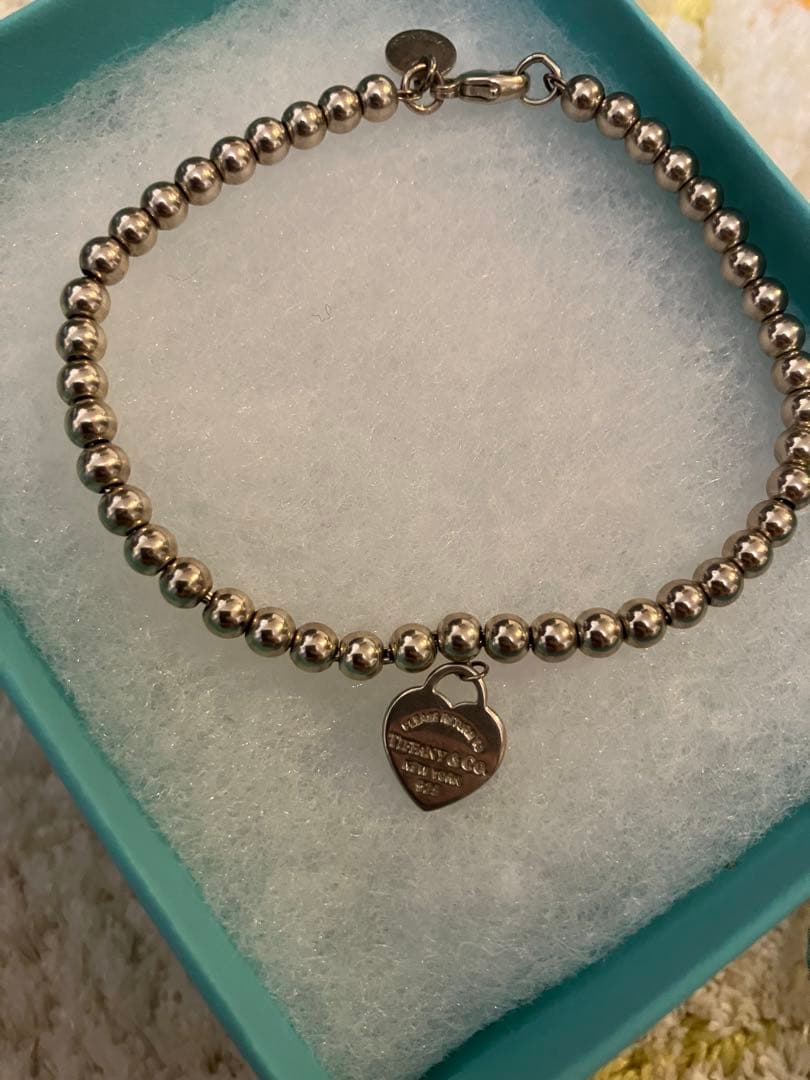 Tiffany & Co. シルバービーズブレスレット　ピンクチャーム