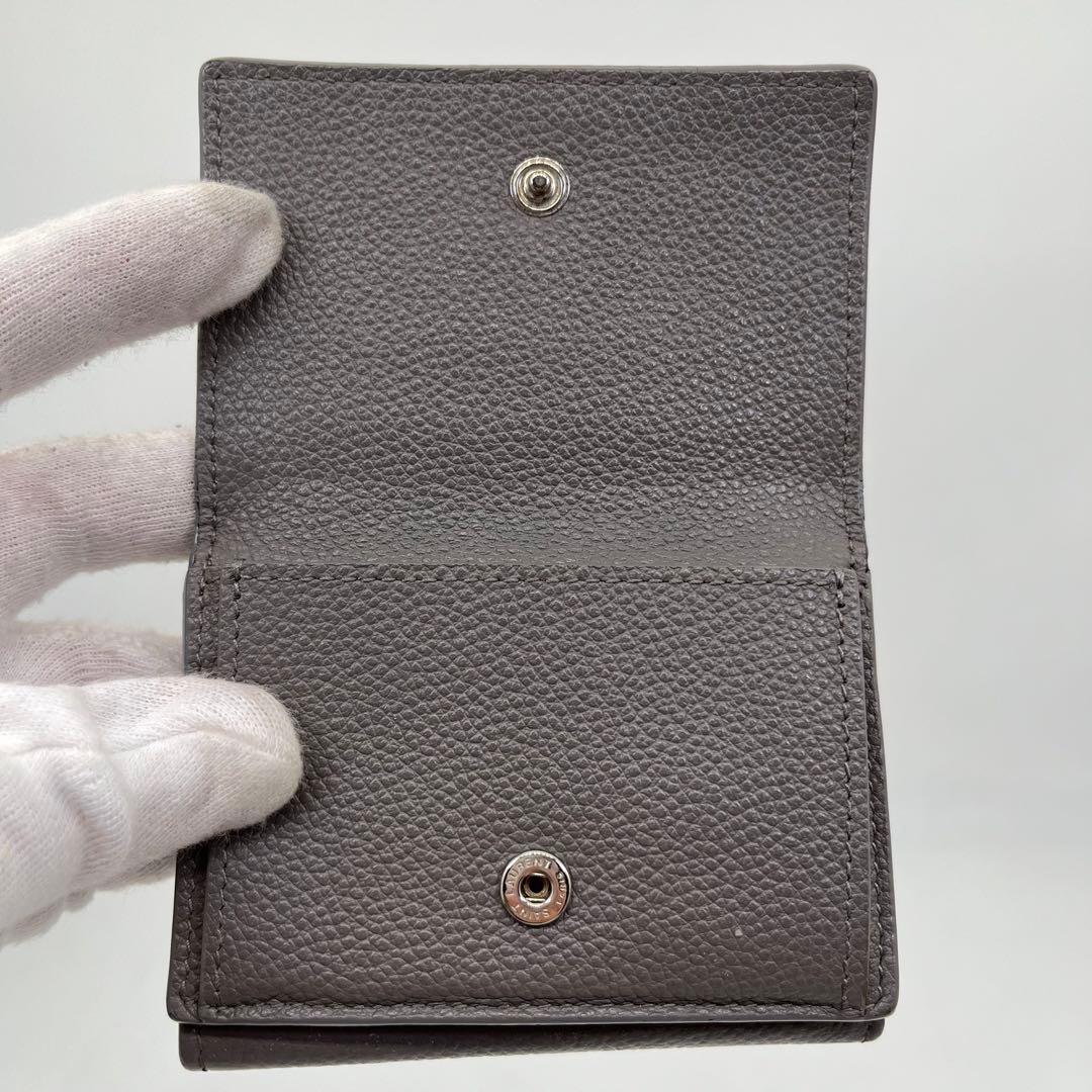 サンローラン 三つ折り財布 ロゴ入り タイニーウォレット オリガミ グレー 本革