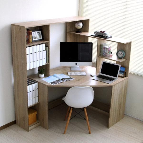 《新品・送料無料》パソコンデスク L型 コーナー デスク 机 オーク