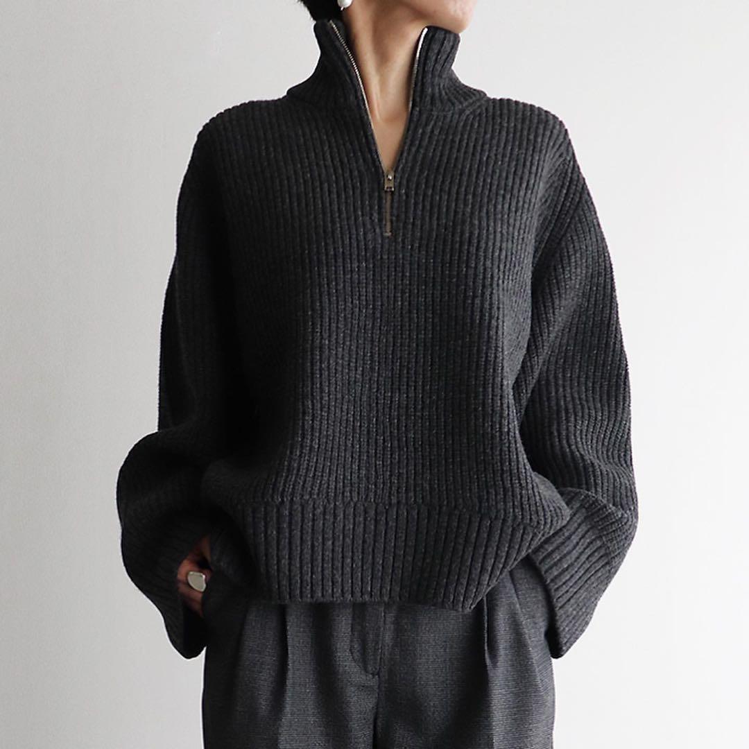 CINOH チノ／ウールオーバーサイズハーフジッパーニット