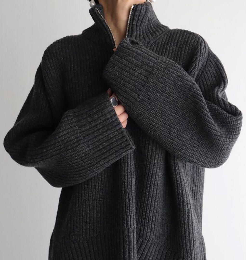 CINOH チノ／ウールオーバーサイズハーフジッパーニット