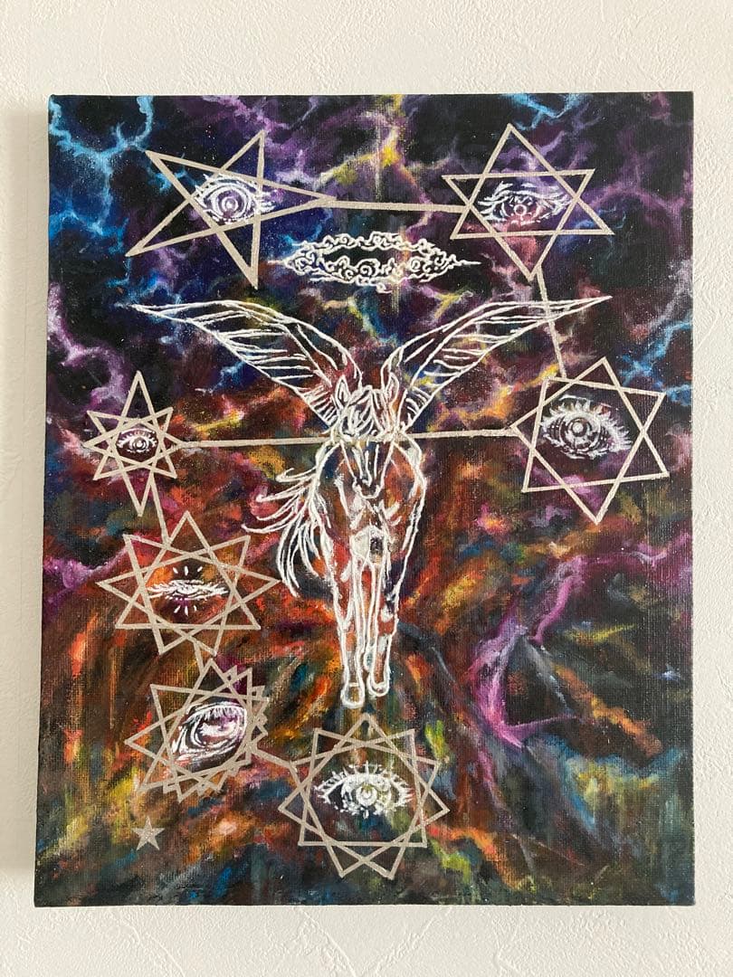 北斗七星とはね馬　アクリル画