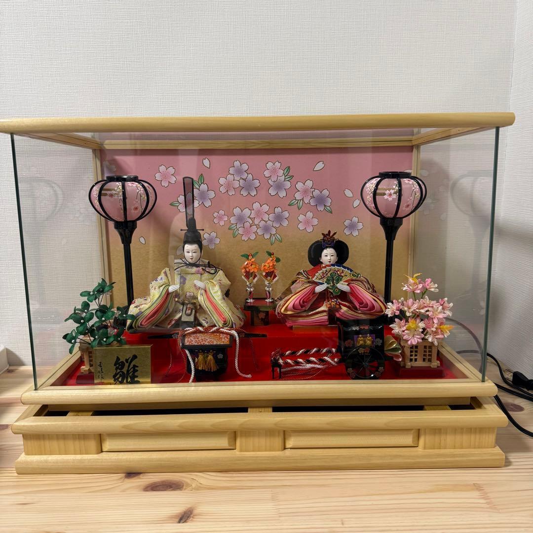ケース入り 雛人形 ひな人形 ライト付き コンパクト 親王飾り 女の子 初節句