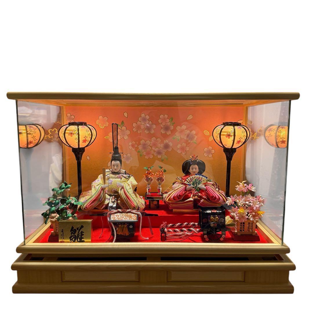 ケース入り 雛人形 ひな人形 ライト付き コンパクト 親王飾り 女の子 初節句