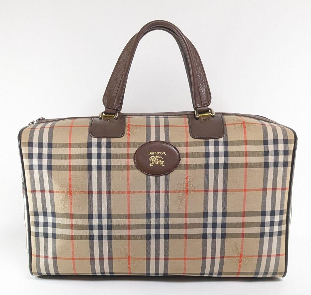 バーバリー　ボストンバッグ　ノバチェック　シャドーホース　キャンバス　旅行かばん