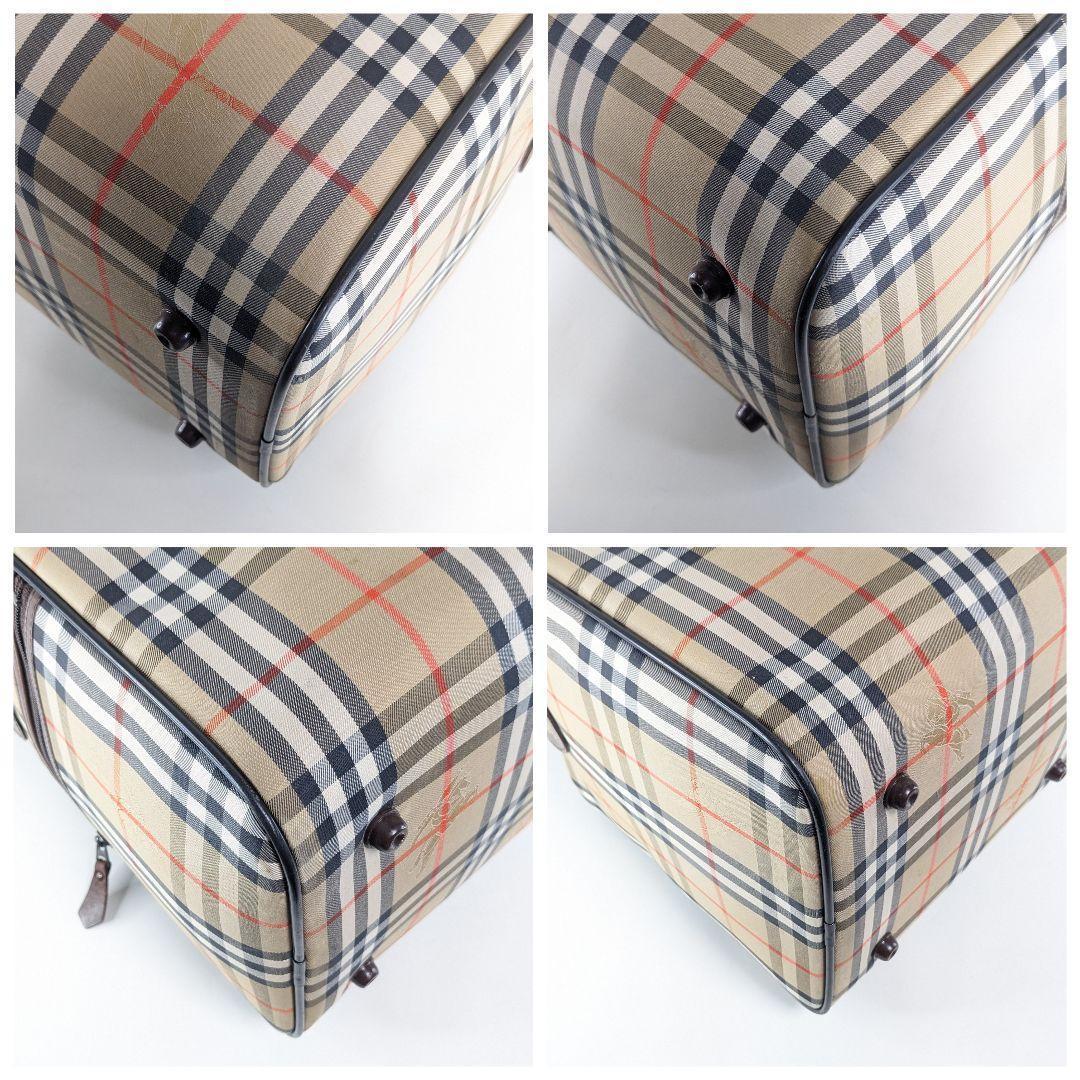 バーバリー　ボストンバッグ　ノバチェック　シャドーホース　キャンバス　旅行かばん