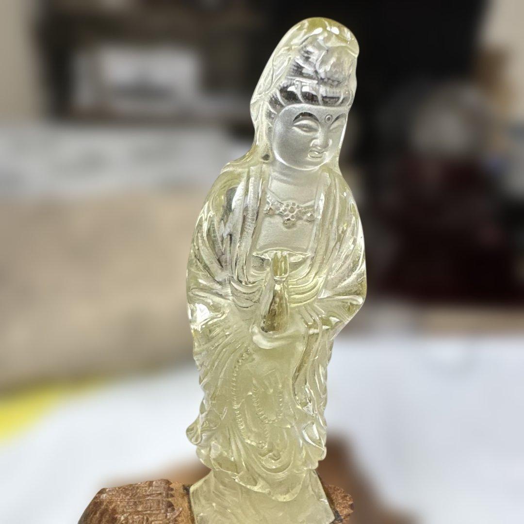 高品質　観音黄水晶　シトリン　置物　約12cm