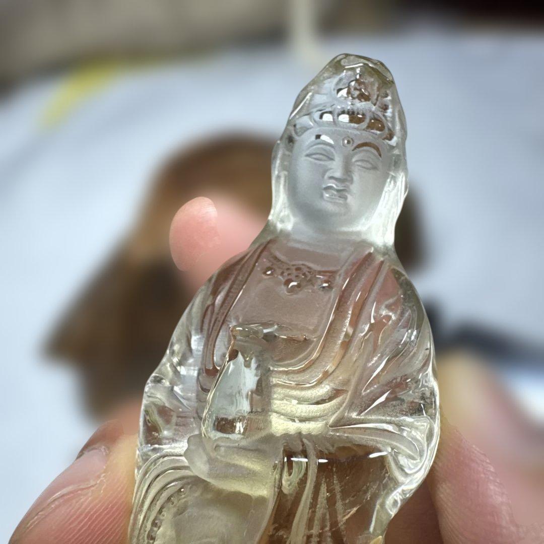 高品質　観音黄水晶　シトリン　置物　約12cm