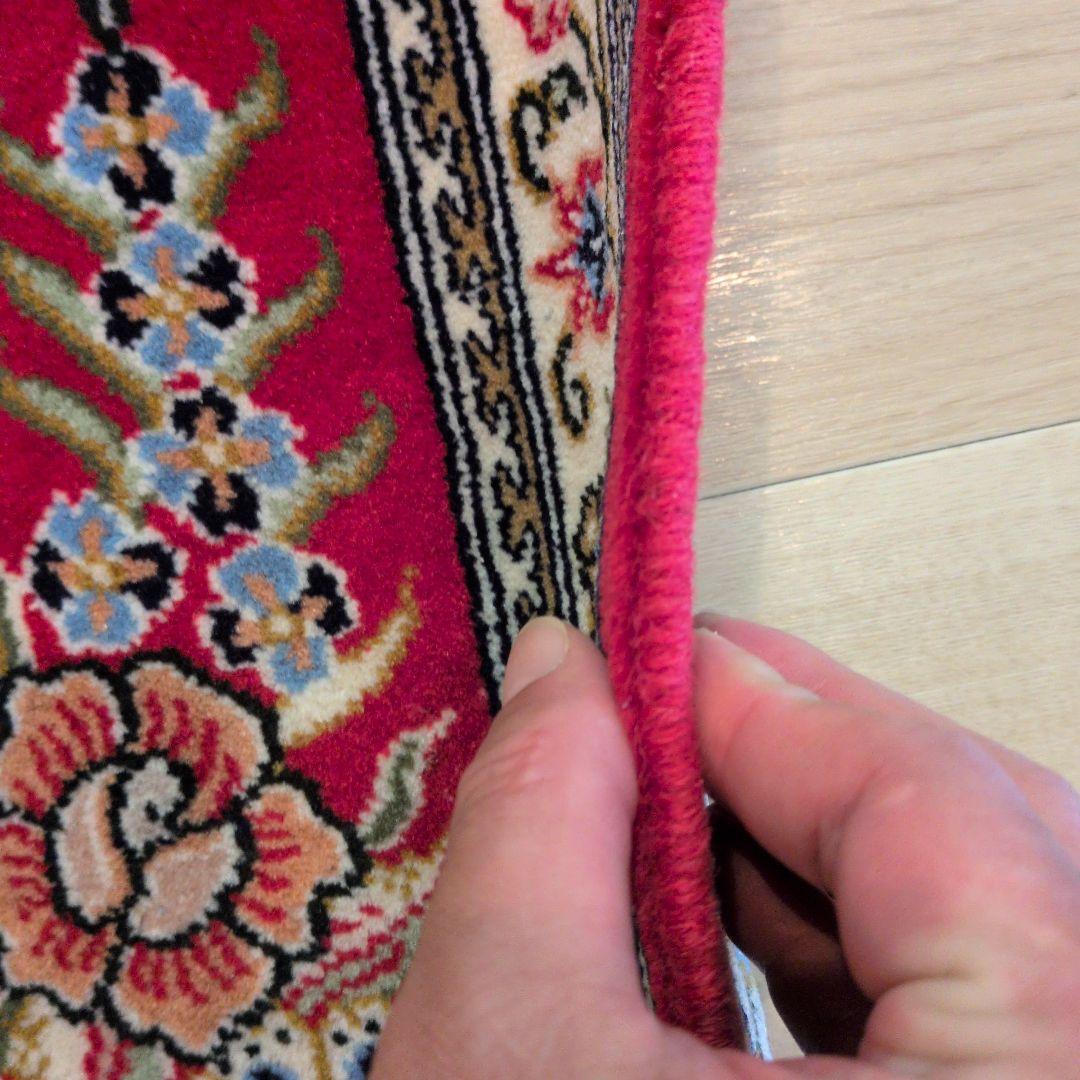 60x90cmペルシャ手織り・クム・マット(038)玄関・ラグ・絨毯・じゅうたん