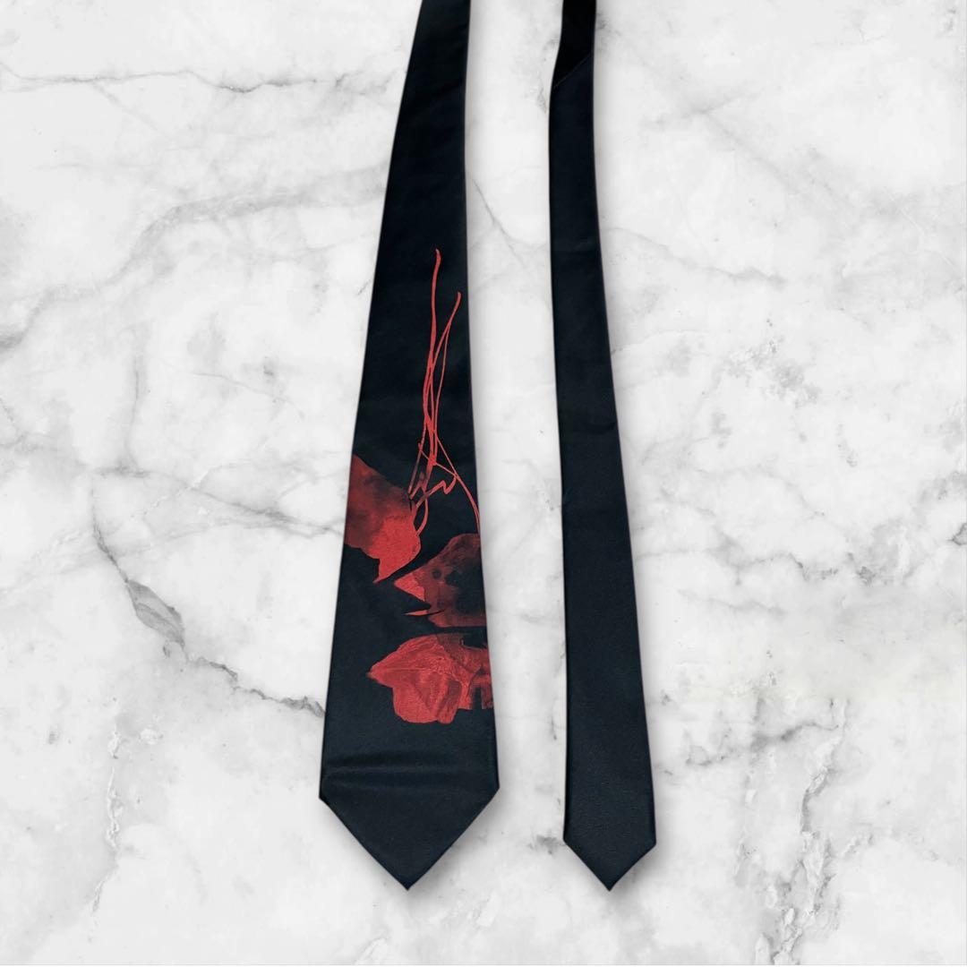 Yohji Yamamoto ヨウジヤマモト　ネクタイ　黒　モード　ソリッド