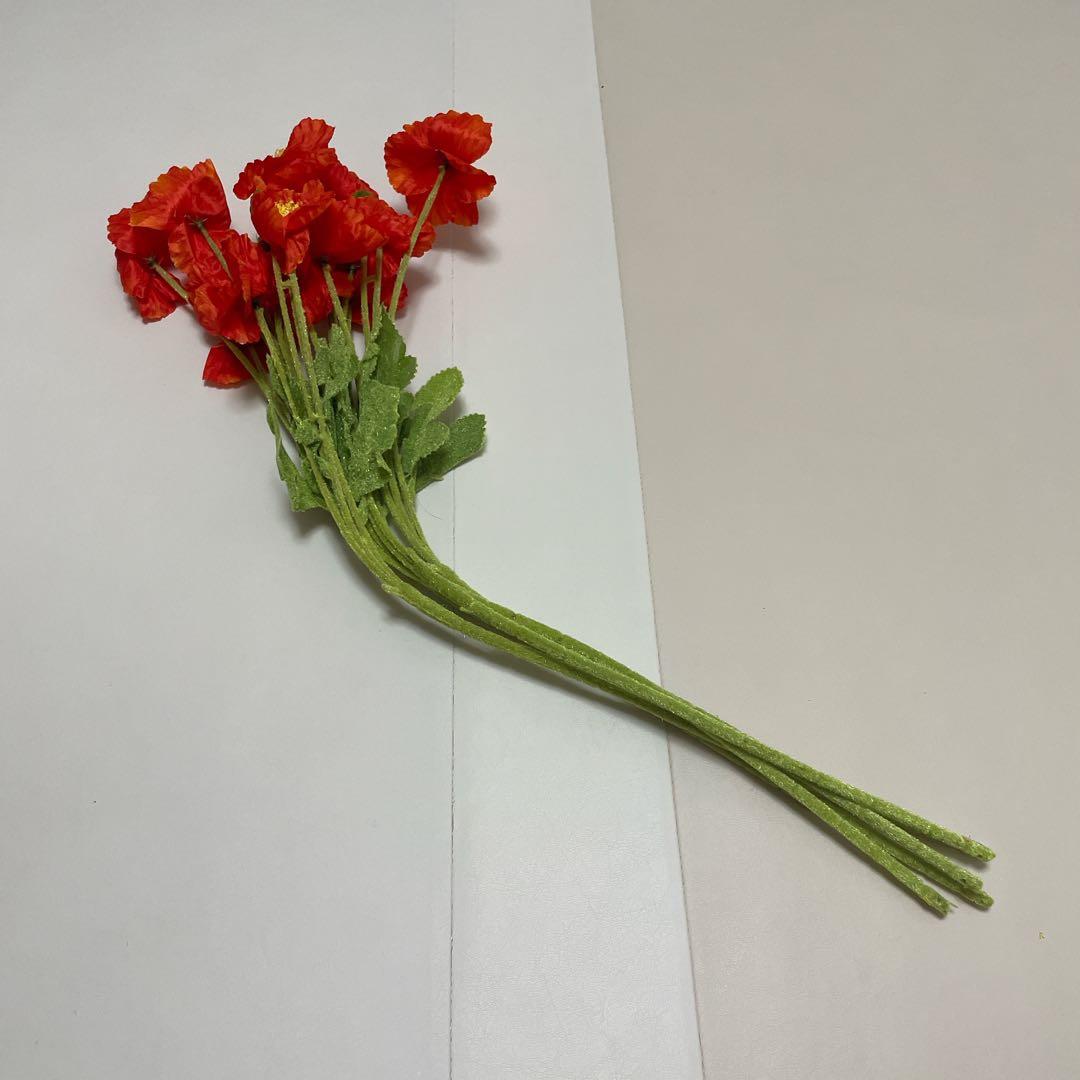 5個 造花の装飾 人工の花の茎 バルク造花 シルク植物オレンジ