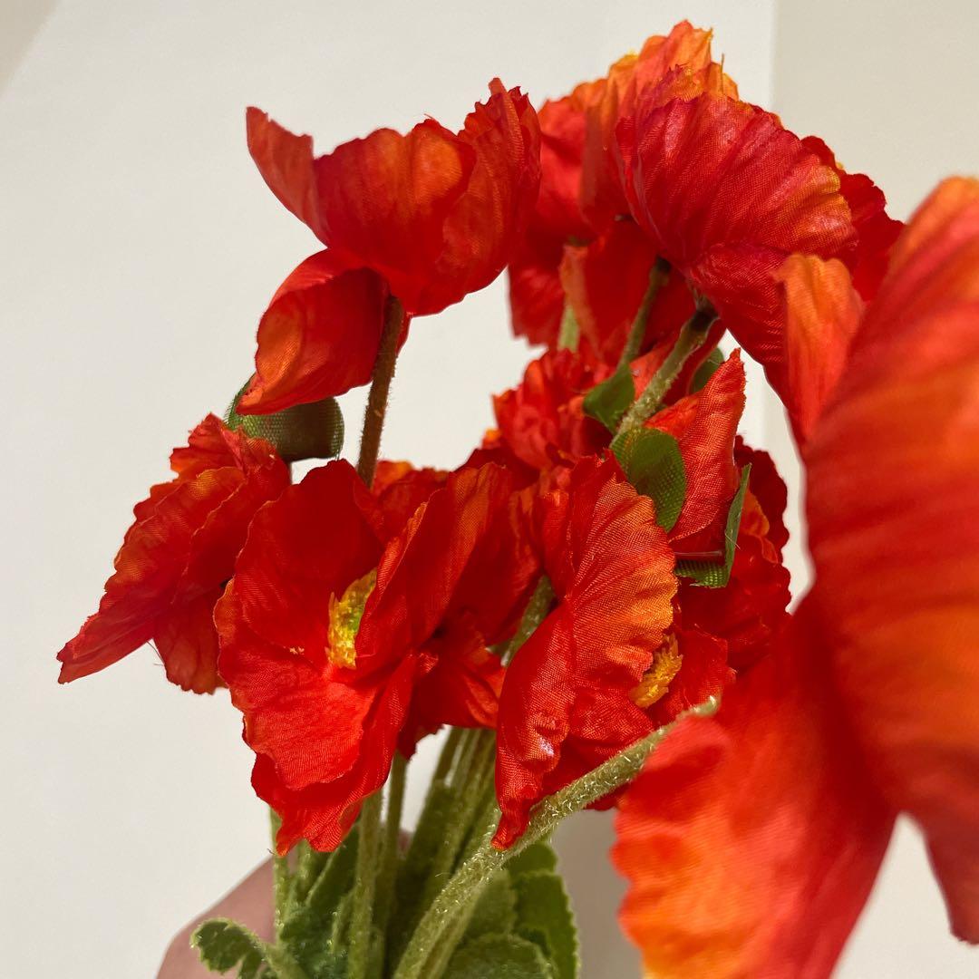 5個 造花の装飾 人工の花の茎 バルク造花 シルク植物オレンジ