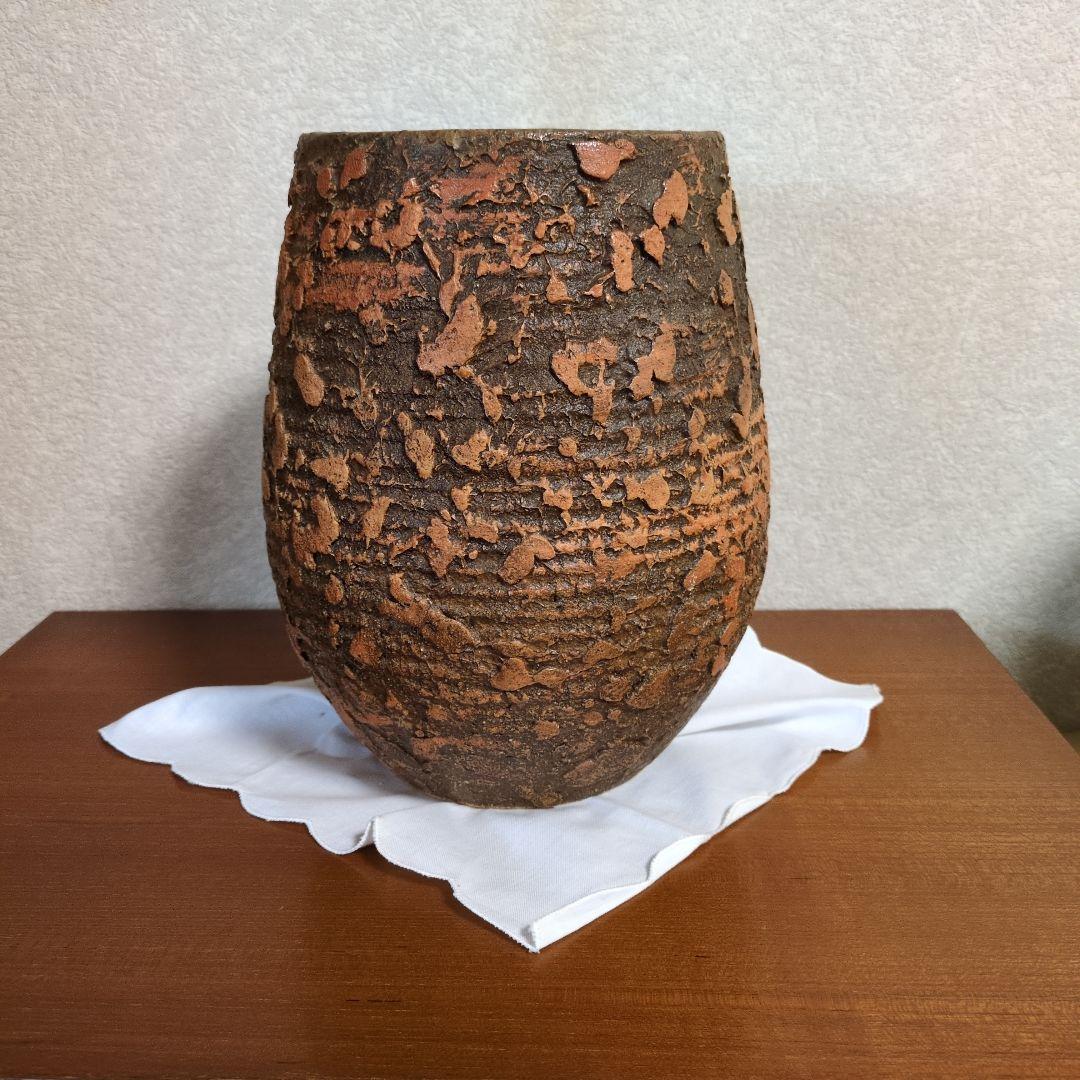 アジアン風花瓶 自然な質感そごう百貨店購入直径25㌢