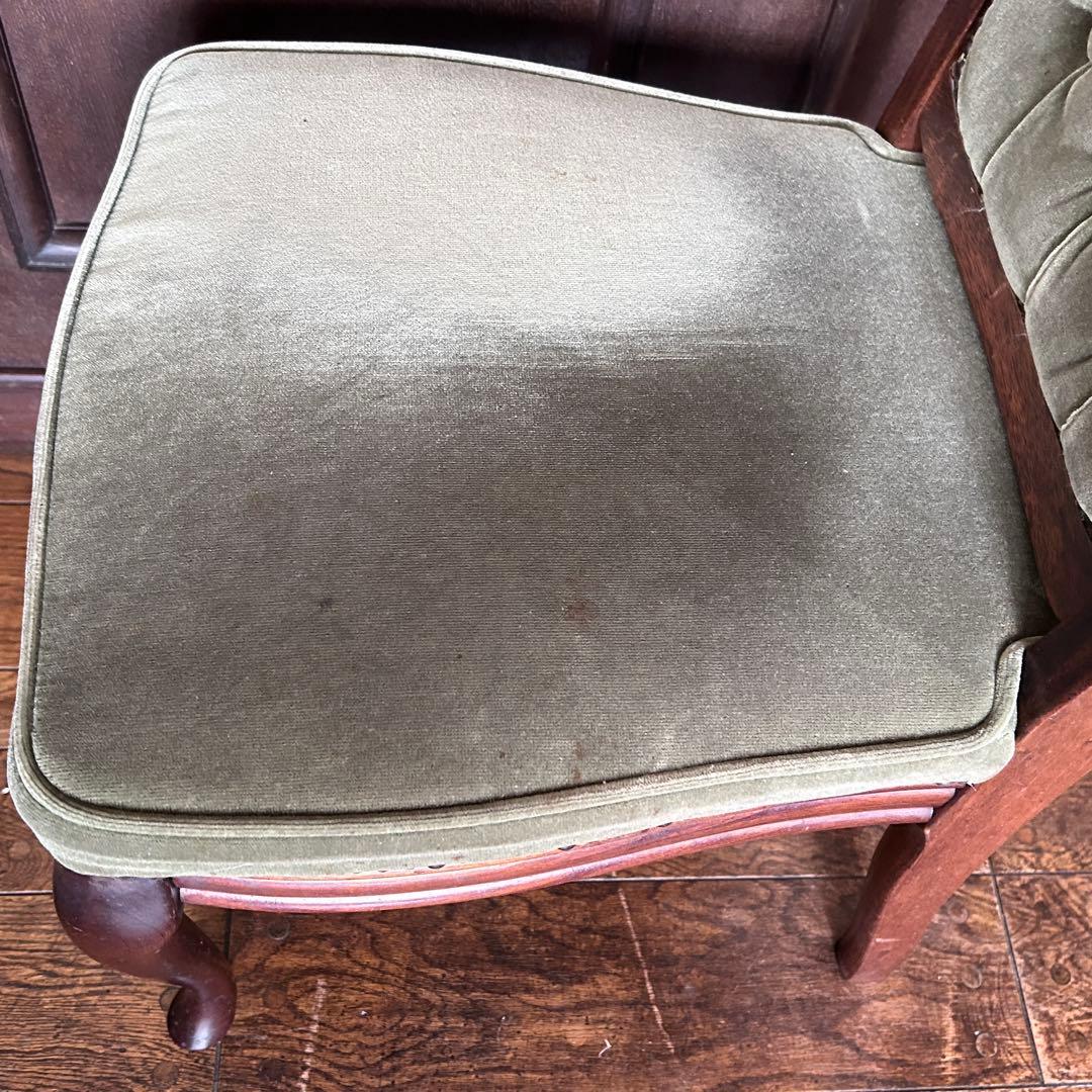 アンティーク 猫足 ベロアチェア/ベルベットチェア no.02