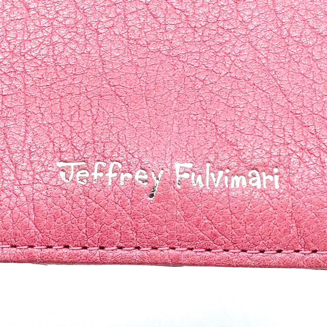 未使用✨ジェフリーフルビマーリ 二つ折り財布 レザー 女の子イラスト ピンク系