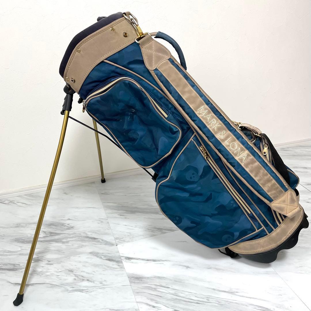 MARK&LONA キャディバッグ スタンド式 ゴールドプレート 9.0型 紺