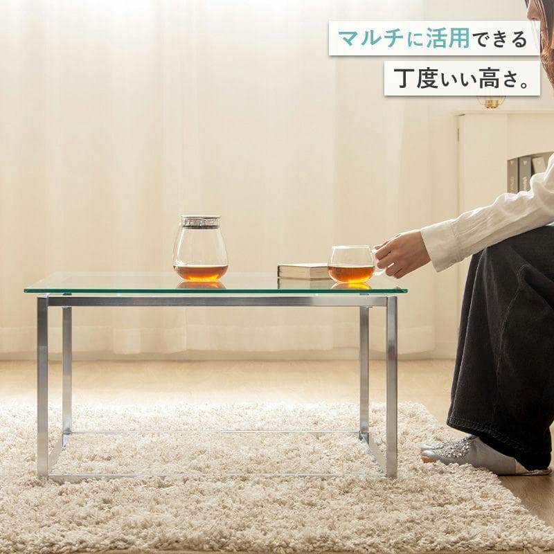 正方形ガラステーブル 幅70cm [2046]