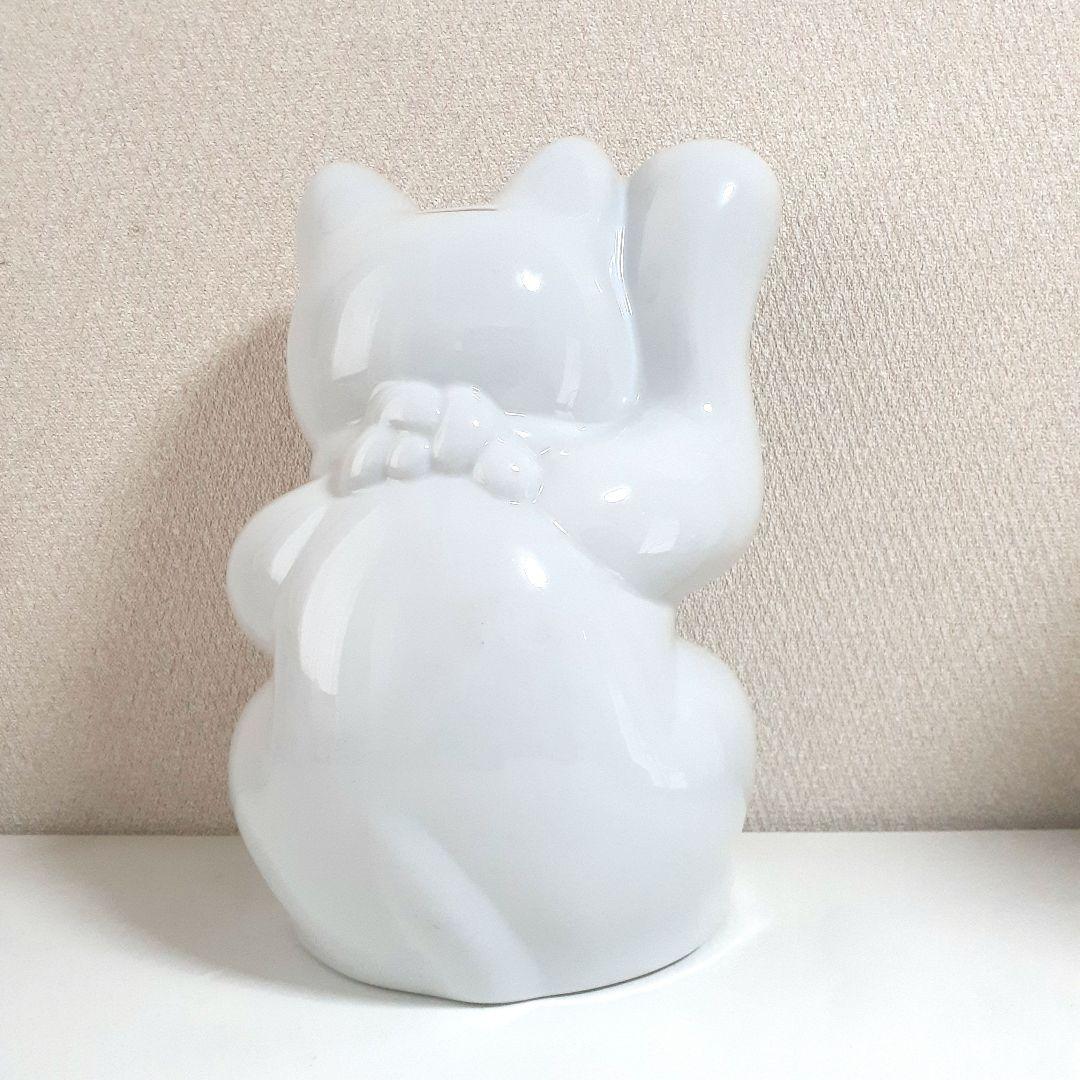 083 希少 瀬戸焼 ホワイト招き猫 高さ29cm 1点もの 陶器製 日本製