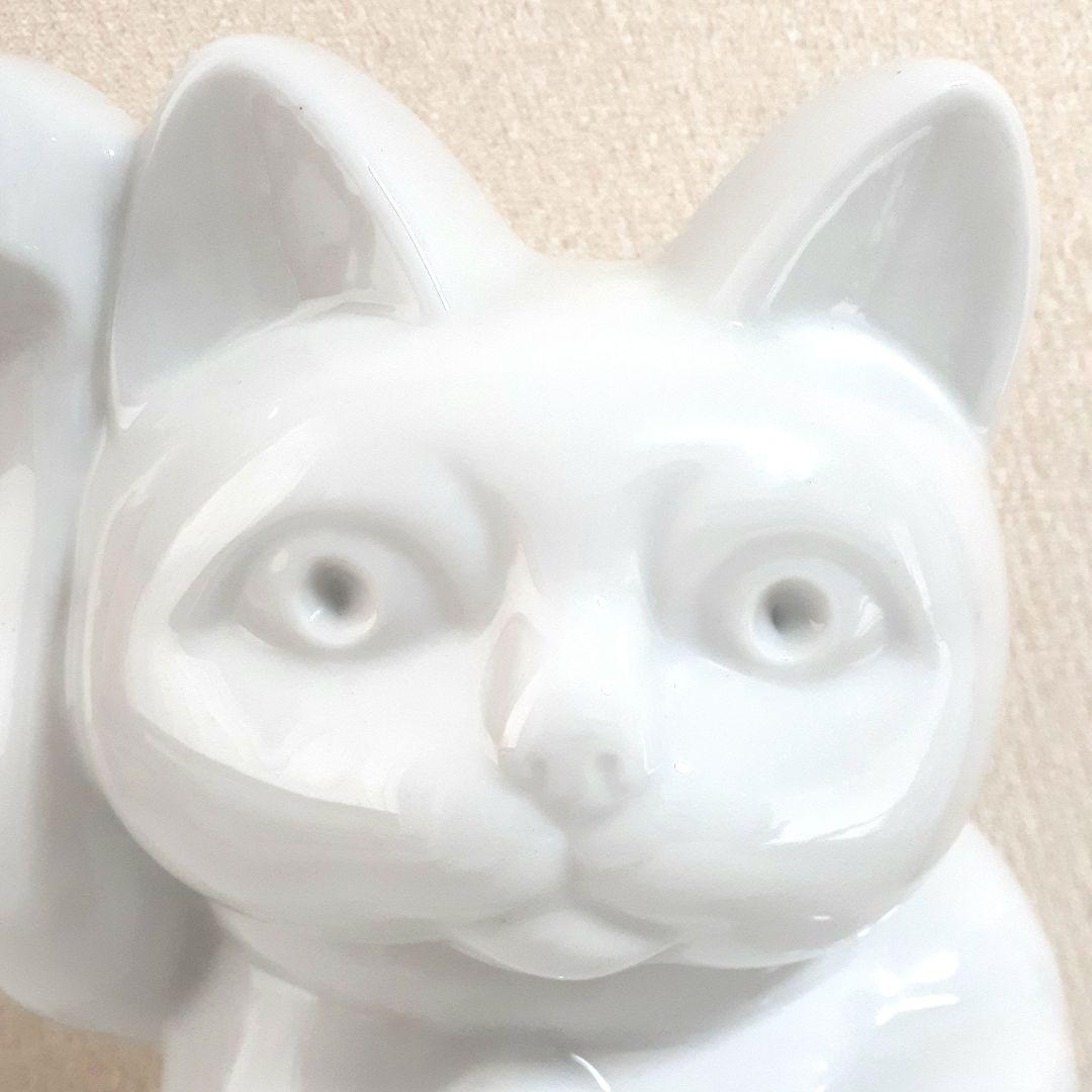 083 希少 瀬戸焼 ホワイト招き猫 高さ29cm 1点もの 陶器製 日本製