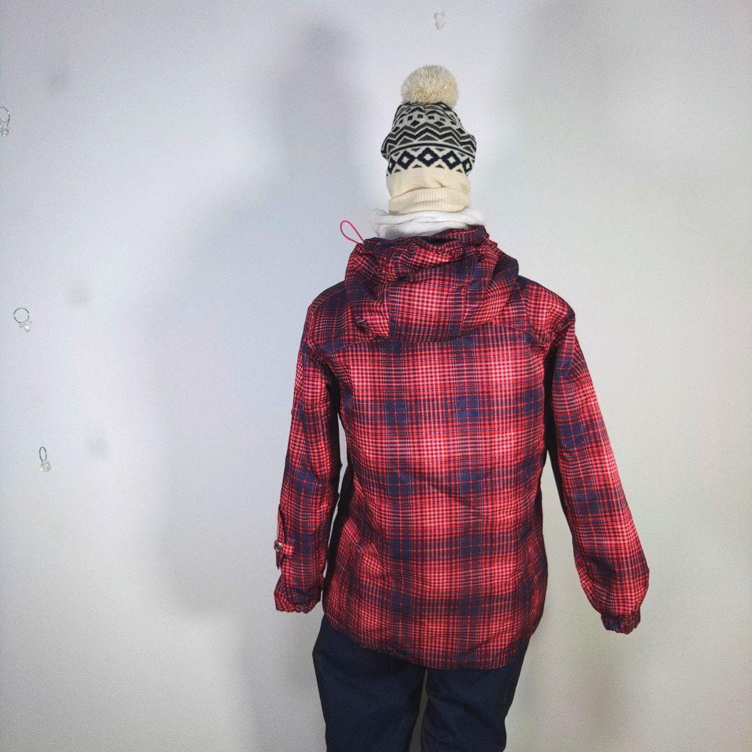 スキーウェア　キッズ　子供　160cm　女の子　チェック柄　レッド　ネイビー