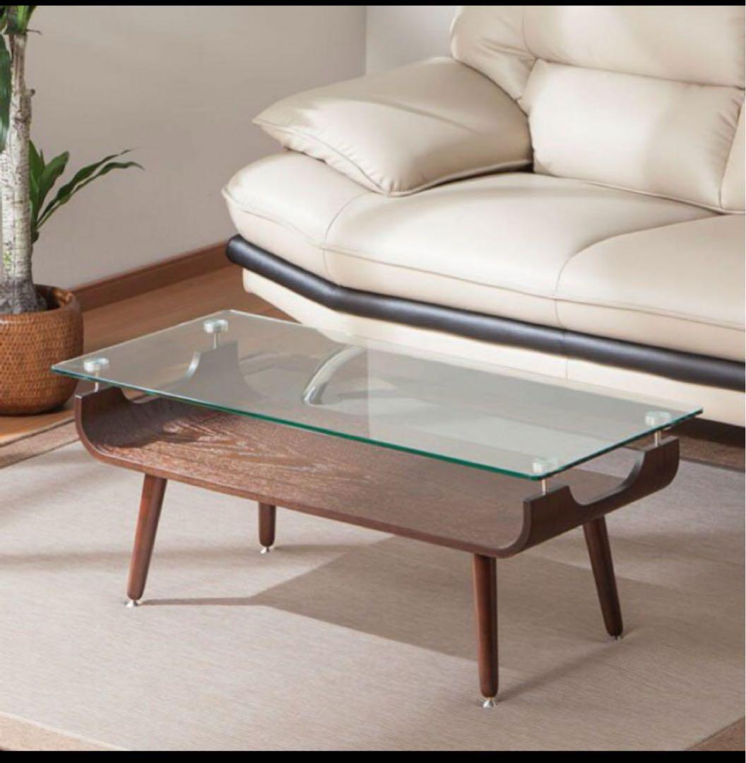 旧型】ニトリ センターテーブル ノルディック 強化ガラス ミッドセンチュリー