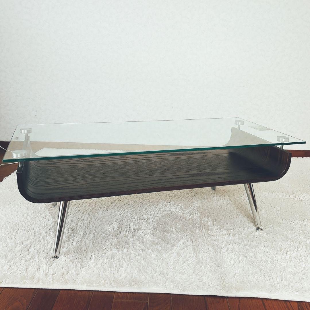 旧型】ニトリ センターテーブル ノルディック 強化ガラス ミッドセンチュリー