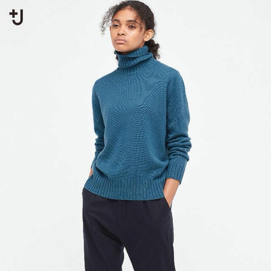 UNIQLO +J カシミヤブレンド タートルネックセーター XXL ネイビー